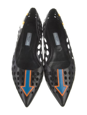 Prada Leather Printed Ballet Flats