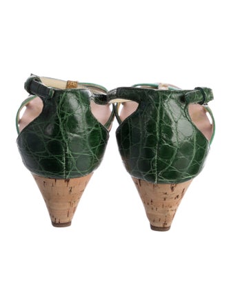 Prada Leather Animal Print T-Strap Sandals