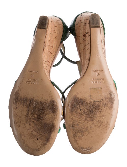 Prada Leather Animal Print T-Strap Sandals