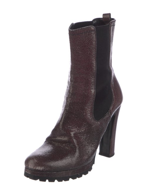 Prada Leather Colorblock Pattern Chelsea Boots