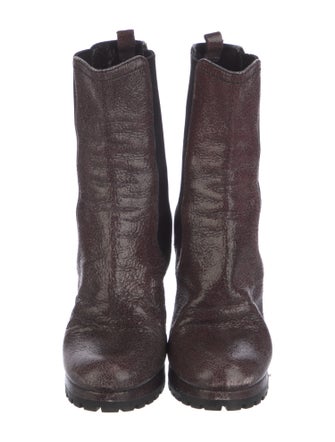 Prada Leather Colorblock Pattern Chelsea Boots