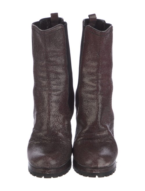 Prada Leather Colorblock Pattern Chelsea Boots