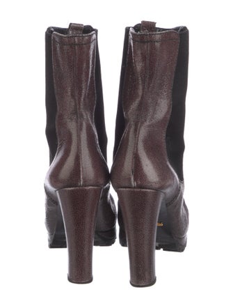 Prada Leather Colorblock Pattern Chelsea Boots