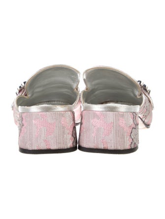 Prada Canvas Crystal Embellishments Mules