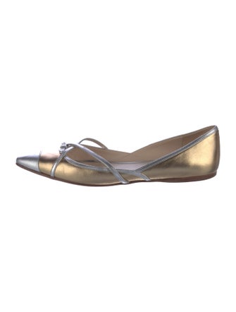 Prada Leather Bow Accents D'Orsay Flats