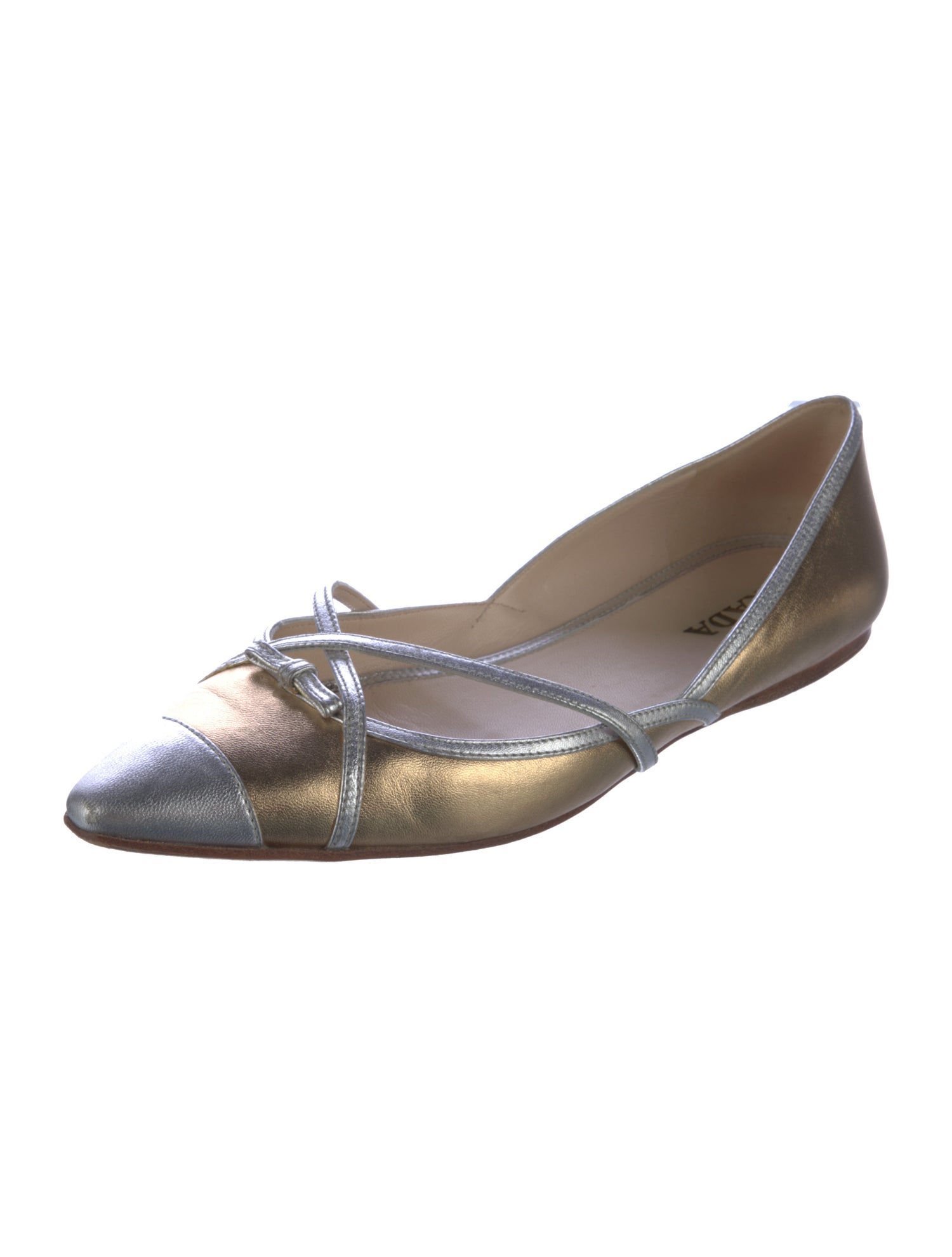 Prada Leather Bow Accents D'Orsay Flats