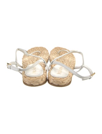 Prada Enameled Metal Triangle Leather T-Strap Sandals