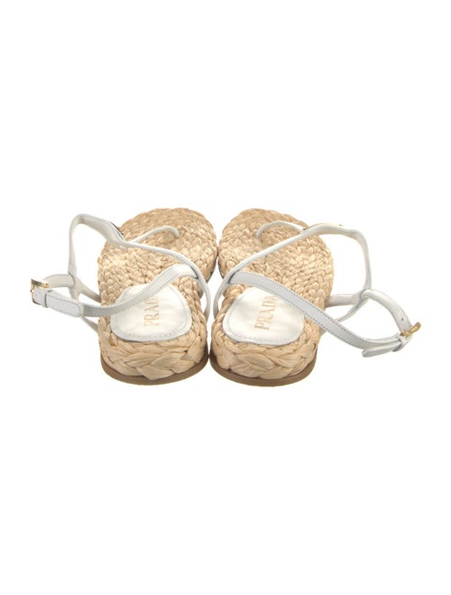 Prada Enameled Metal Triangle Leather T-Strap Sandals