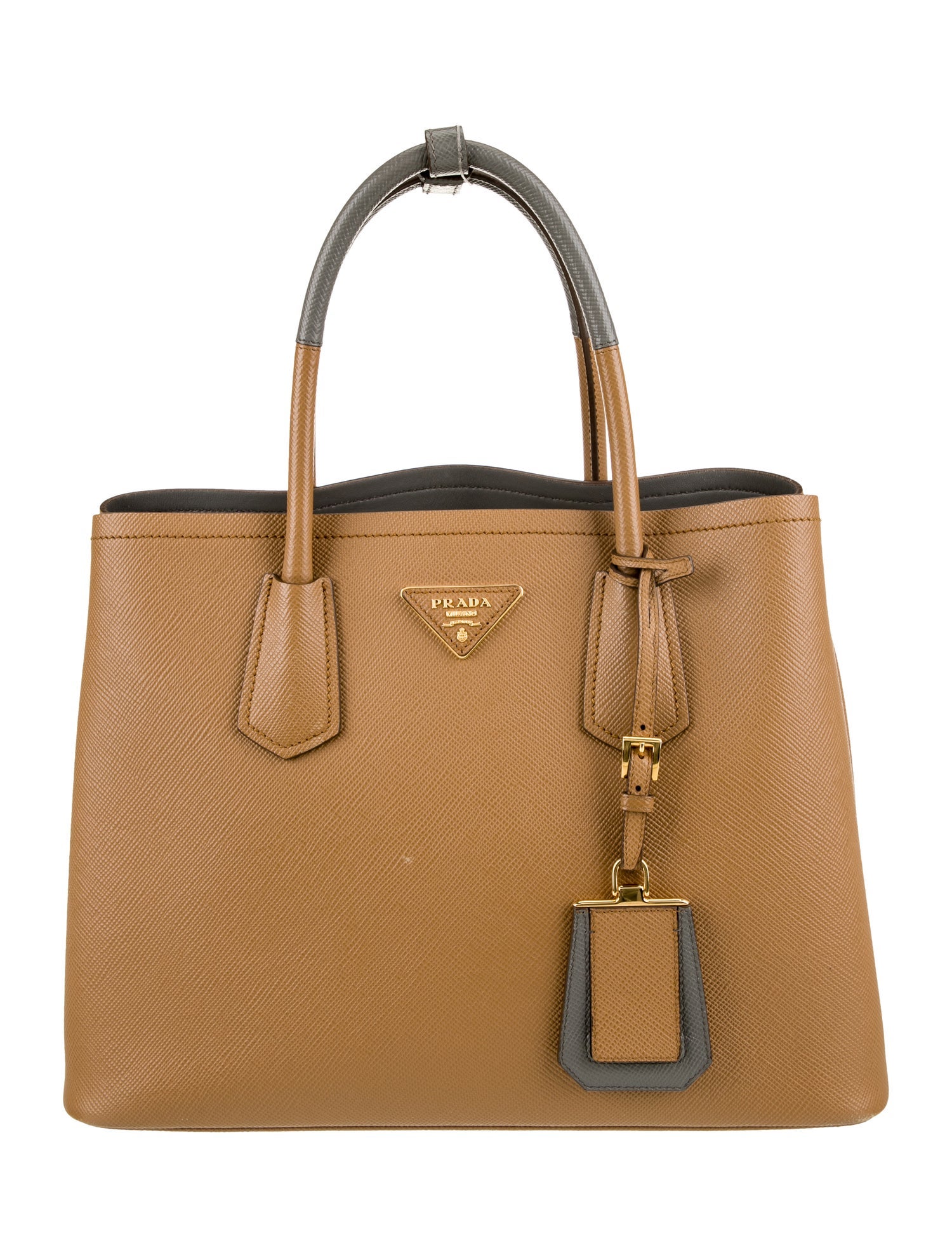 Prada Saffiano Cuir Leather Double Bag Medium