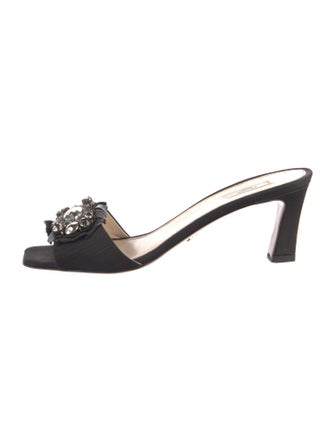 Prada Satin Crystal Embellishments Slides