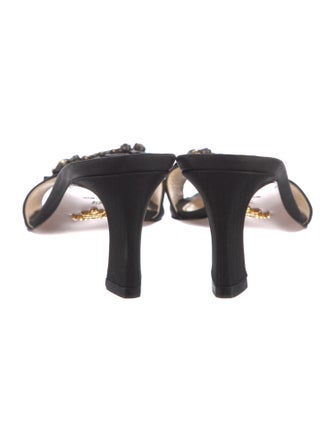 Prada Satin Crystal Embellishments Slides