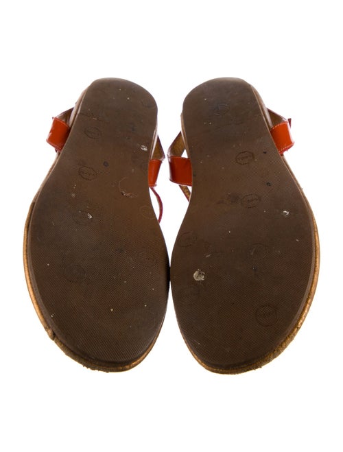 Prada Patent Leather Crystal Embellishments T-Strap Sandals