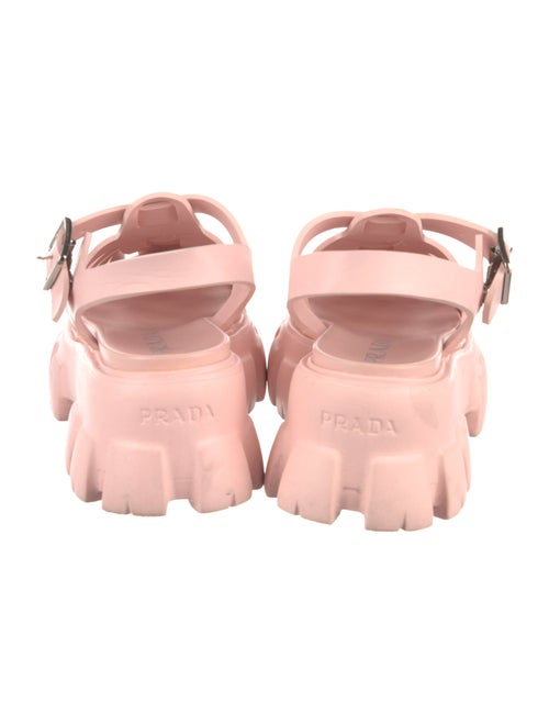 Prada Enameled Metal Triangle Rubber Gladiator Sandals