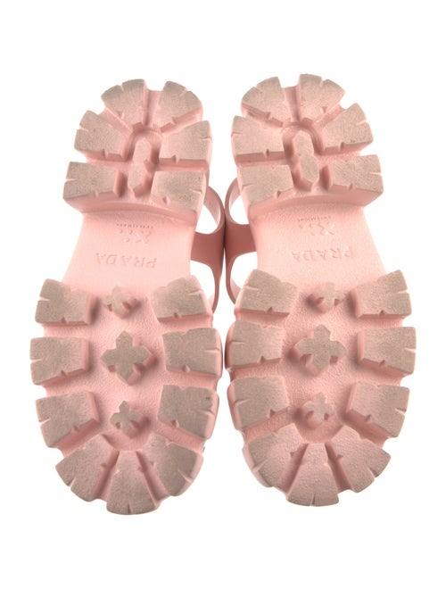 Prada Enameled Metal Triangle Rubber Gladiator Sandals