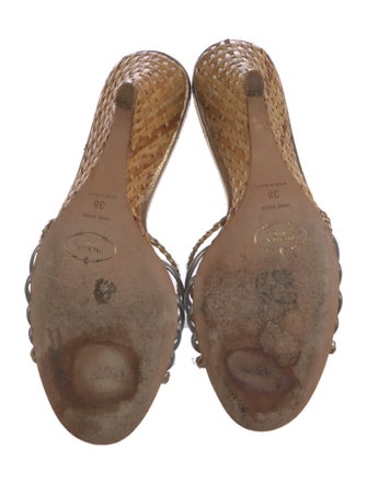 Prada Leather Braided Accents Slides