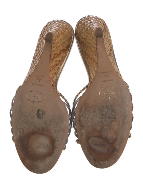 Prada Leather Braided Accents Slides