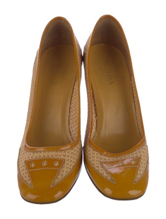 Prada Patent Leather Colorblock Pattern Pumps