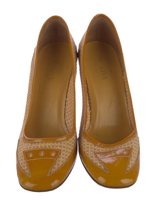 Prada Patent Leather Colorblock Pattern Pumps