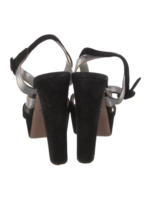 Prada Suede Colorblock Pattern Slingback Sandals