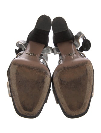 Prada Suede Colorblock Pattern Slingback Sandals