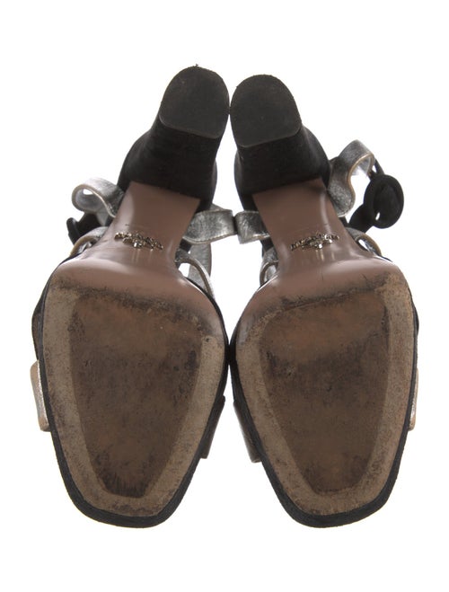 Prada Suede Colorblock Pattern Slingback Sandals