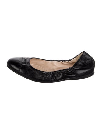 Prada Leather Ruffle Embellishment Ballet Flats