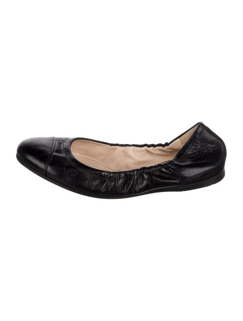 Prada Leather Ruffle Embellishment Ballet Flats