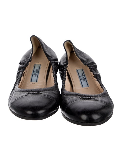 Prada Leather Ruffle Embellishment Ballet Flats