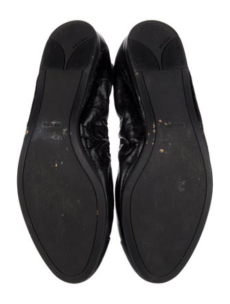 Prada Leather Ruffle Embellishment Ballet Flats