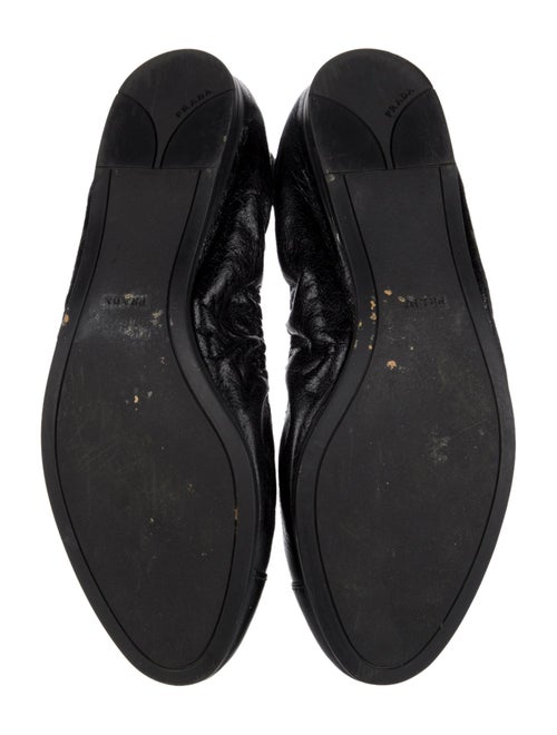 Prada Leather Ruffle Embellishment Ballet Flats