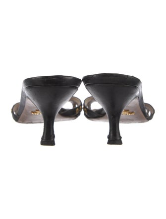 Prada Leather Polka Dot Print Slides