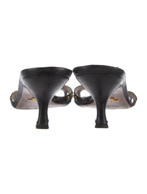 Prada Leather Polka Dot Print Slides