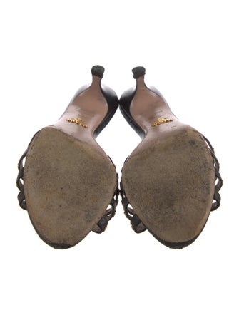 Prada Leather Polka Dot Print Slides