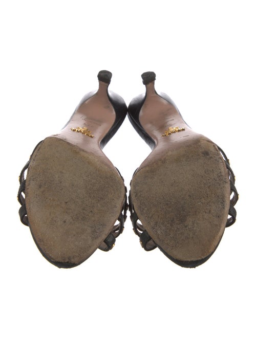 Prada Leather Polka Dot Print Slides