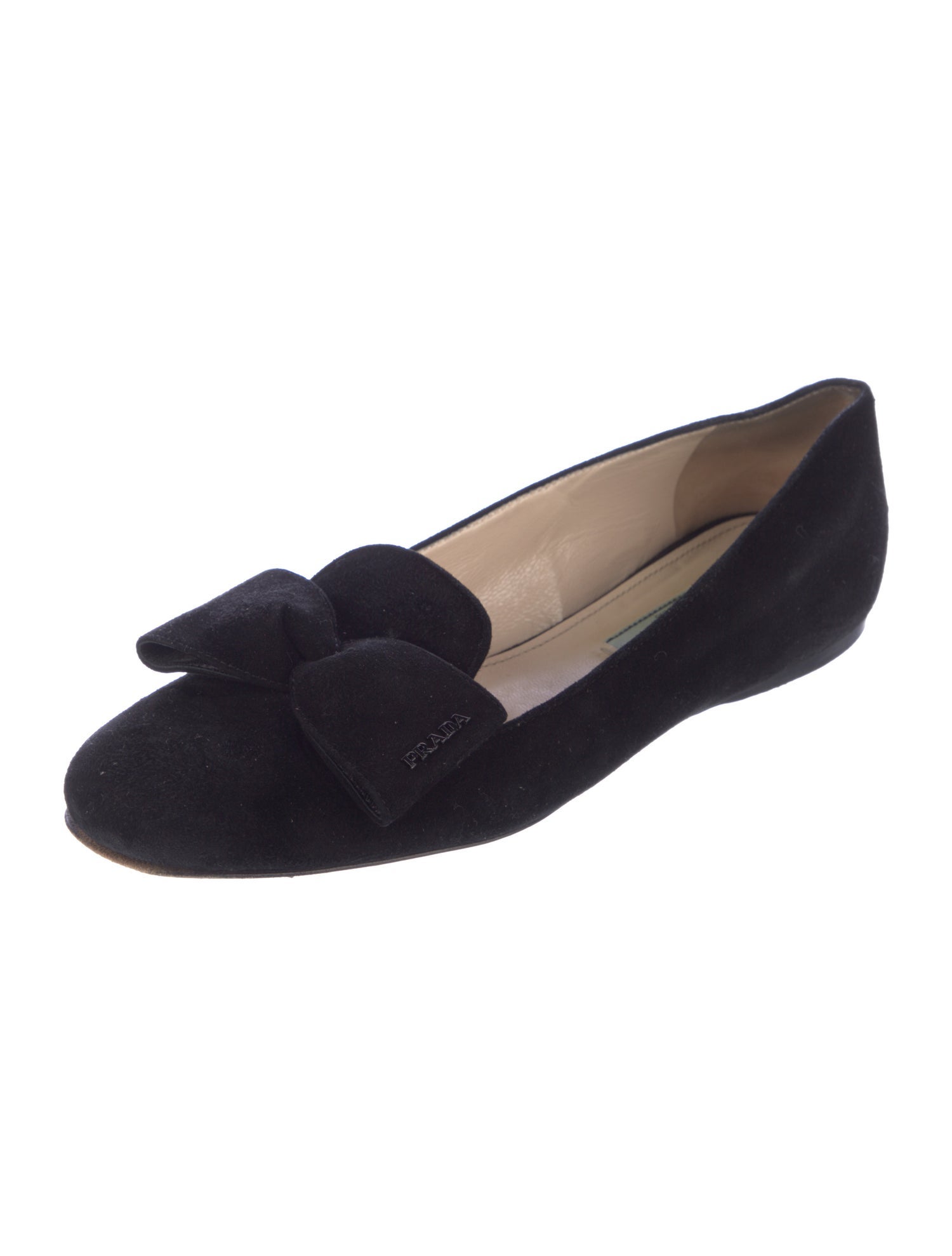 Prada Suede Bow Accents Loafers