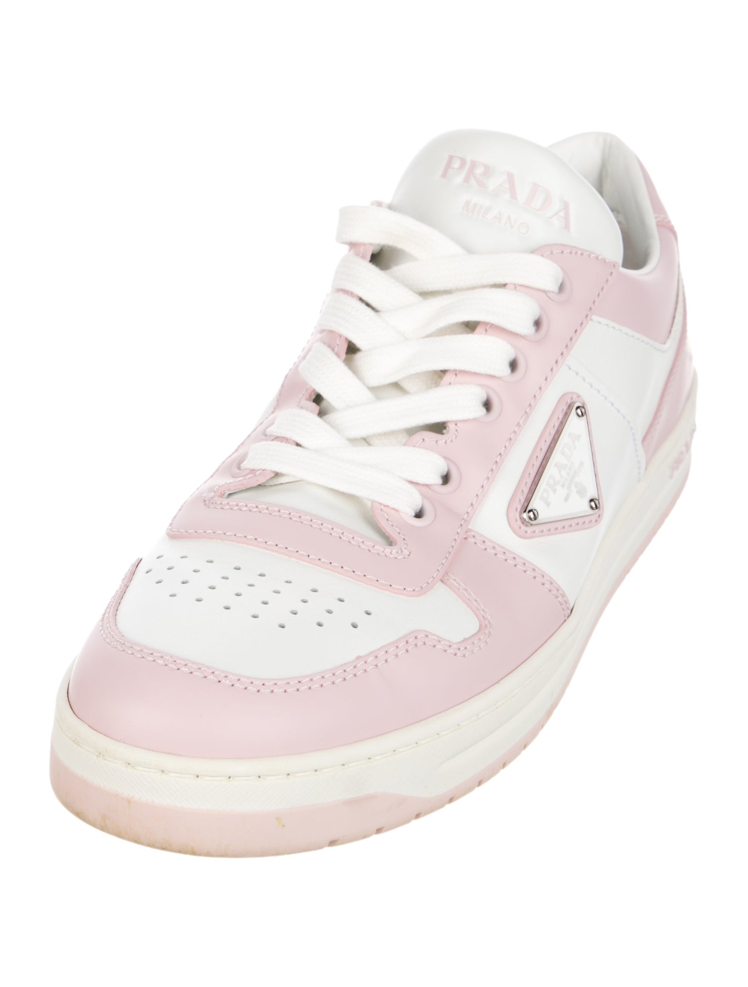 Prada Leather Colorblock Pattern Sneakers