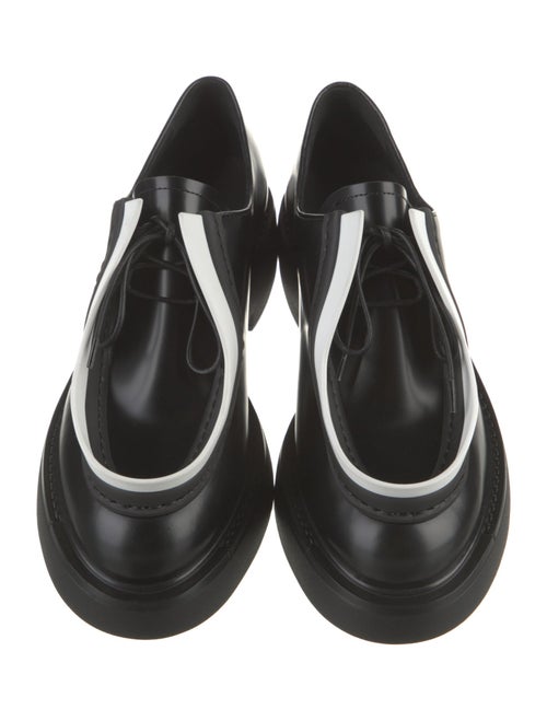 Prada Enameled Metal Triangle Leather Oxfords
