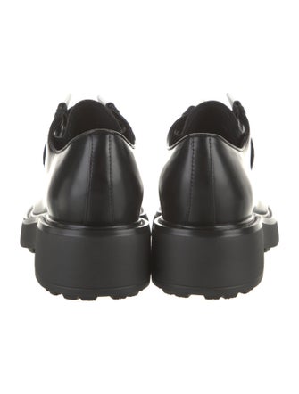 Prada Enameled Metal Triangle Leather Oxfords