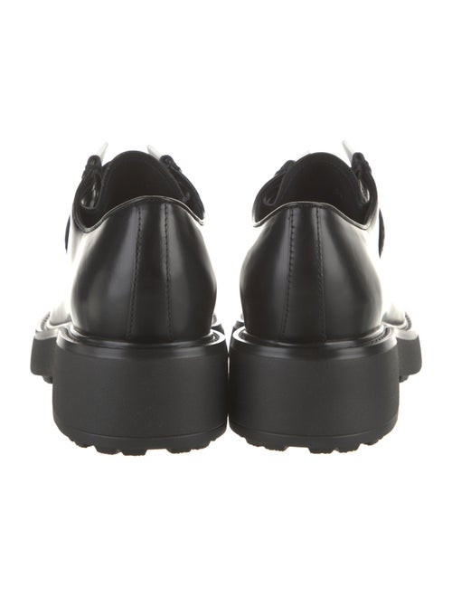 Prada Enameled Metal Triangle Leather Oxfords