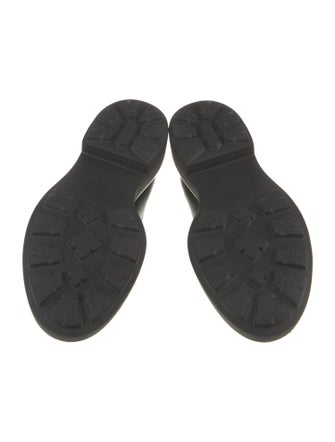 Prada Enameled Metal Triangle Leather Oxfords