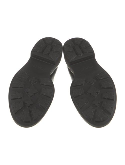 Prada Enameled Metal Triangle Leather Oxfords