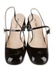 Prada Enameled Metal Triangle Patent Leather Slingback Pumps