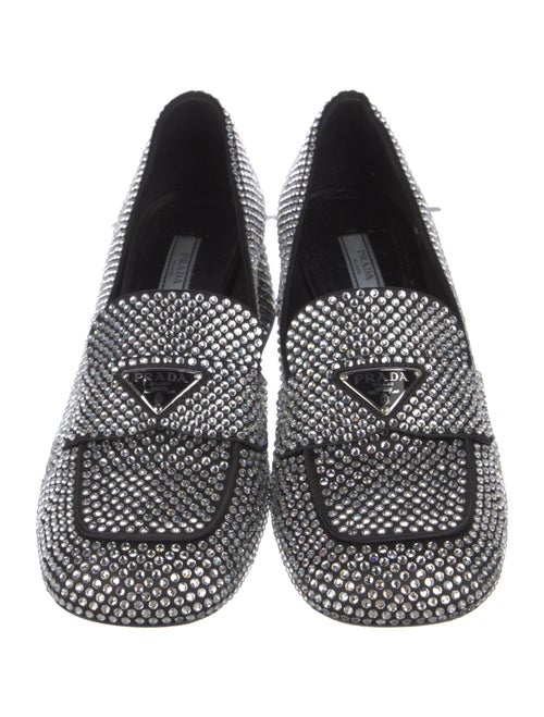 Prada Enameled Metal Triangle Crystal Pumps