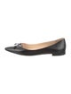 Prada Saffiano Leather Bow Accents Ballet Flats
