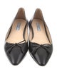 Prada Saffiano Leather Bow Accents Ballet Flats