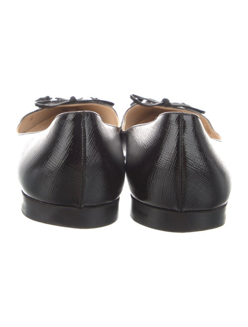 Prada Saffiano Leather Bow Accents Ballet Flats