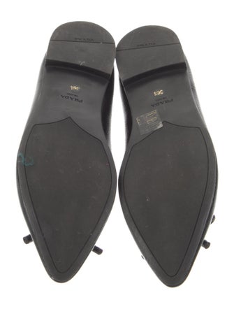 Prada Saffiano Leather Bow Accents Ballet Flats