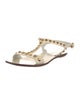 Prada Patent Leather Studded Accents T-Strap Sandals