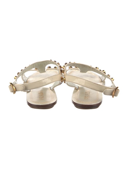 Prada Patent Leather Studded Accents T-Strap Sandals