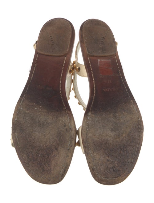 Prada Patent Leather Studded Accents T-Strap Sandals